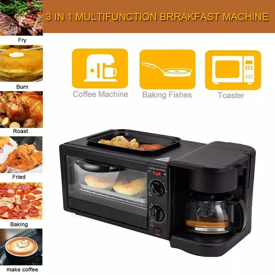 Breakfast maker machine temperature control breakfast sandwich maker 3 in 1 breakfast makers