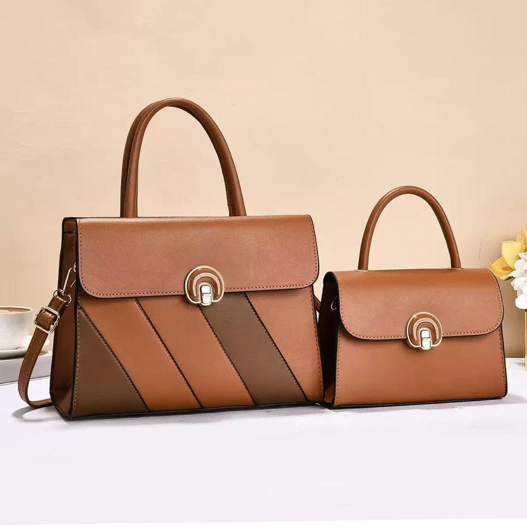 Ladies Brown Handbag Set – 2 Piece Fashion Shoulder Bag & Mini Bag