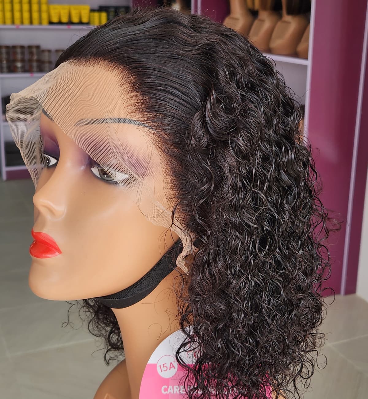 Wig - Black Curly Lace Front Wig โ Wavy Bob Style