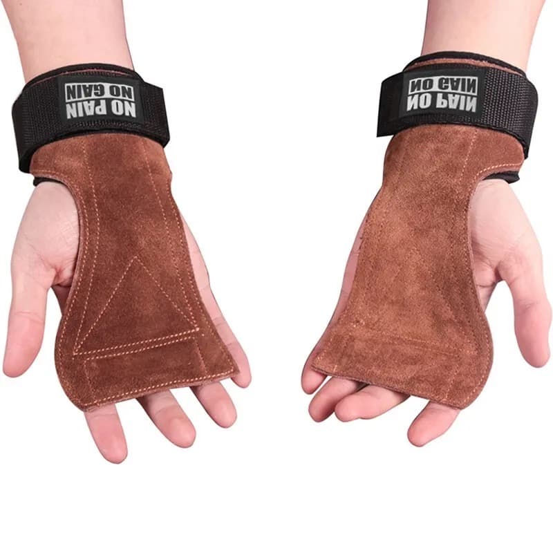 Gym Gloves with Wrist Wraps – Anti-Slip Cowhide Weightlifting Grip Gloves