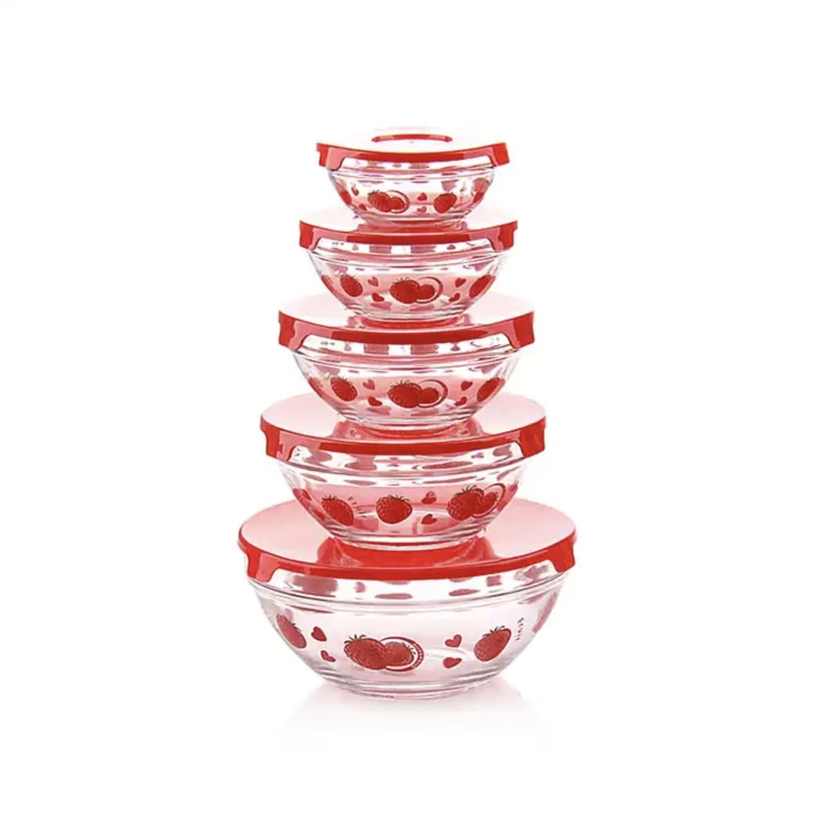 5 pcs glass bowl set with plastic lid