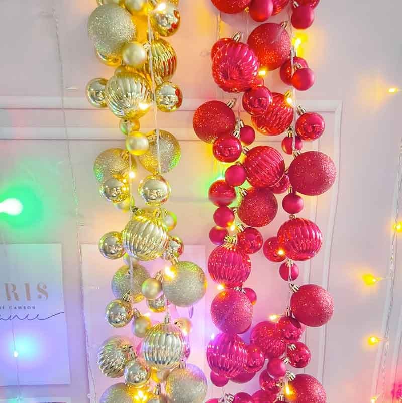 Christmas Lights Decorations Xmas tree Red Golden ball