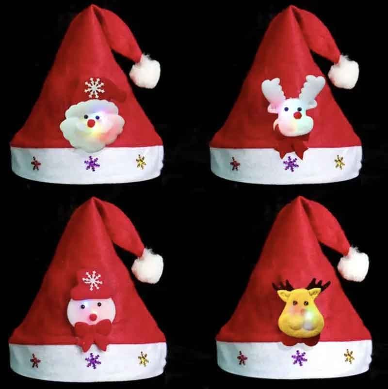 Christmas Santa Claus Hat With LED Lights For Xmas Party Decoration Father Christmas