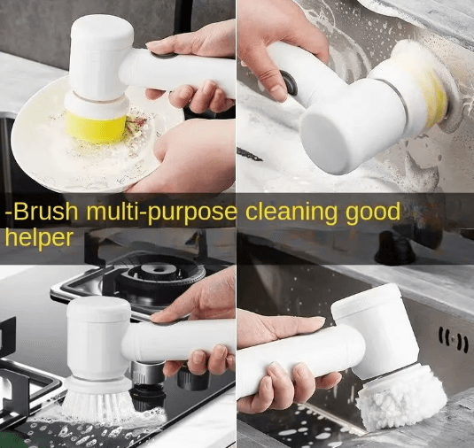 Electric Cleaning Brush Cordless Power Scrubber – Kitchen & Bathroom Scrub Brush with 5 Heads