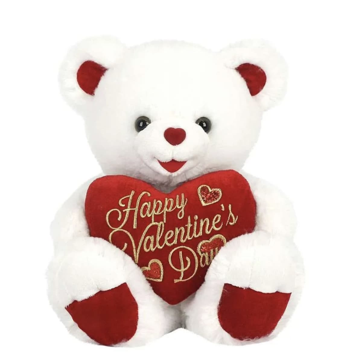 Valentine's Day White & Red Teddy Bear With Love Heart Valentines Gift Soft Stuffed Plush Toy