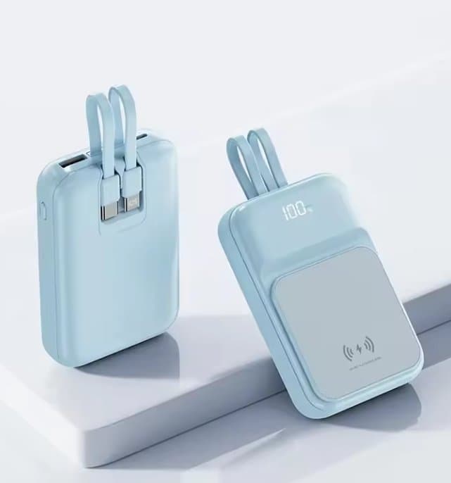 Ultra Slim Magnetic Suction Wireless Power Bank 5000mAh with Cables Mini Power Banks