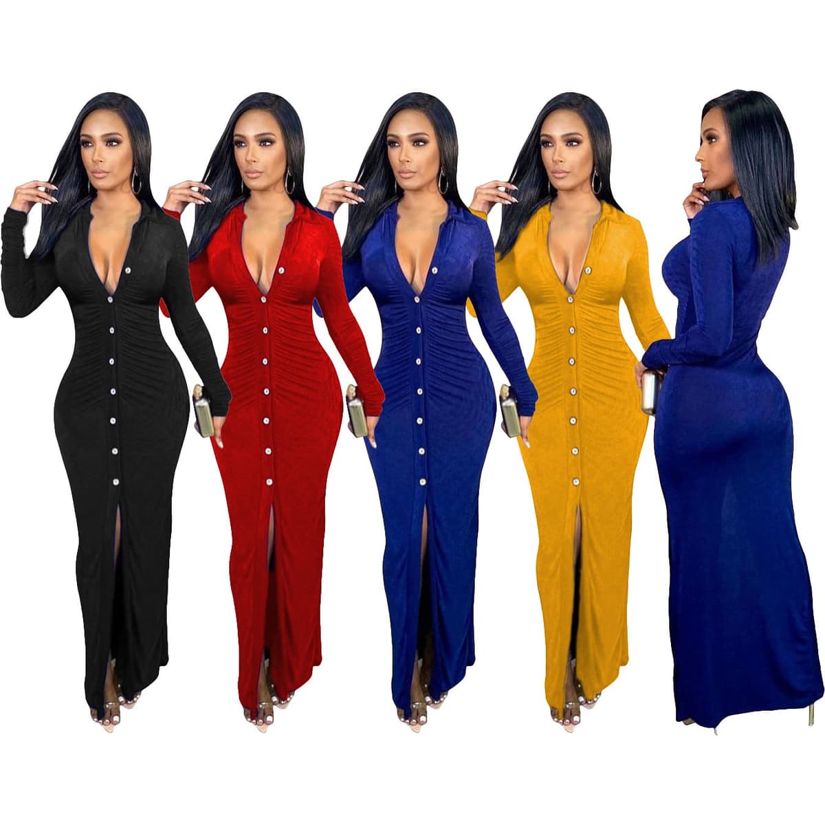 Full Elegant Women Dress Long Long Sleeve for Ladies