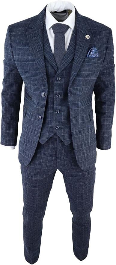 Mens Suit Wedding Blinders 3 Piece Uk Herringbone Tweed Suit Classic Vintage Tailored
