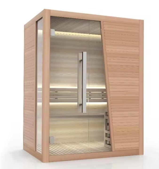 Sauna Room -Wooden Sauna Cabin Hemlock Traditional Sauna Stove Dry Steam Sauna With Colorful Light