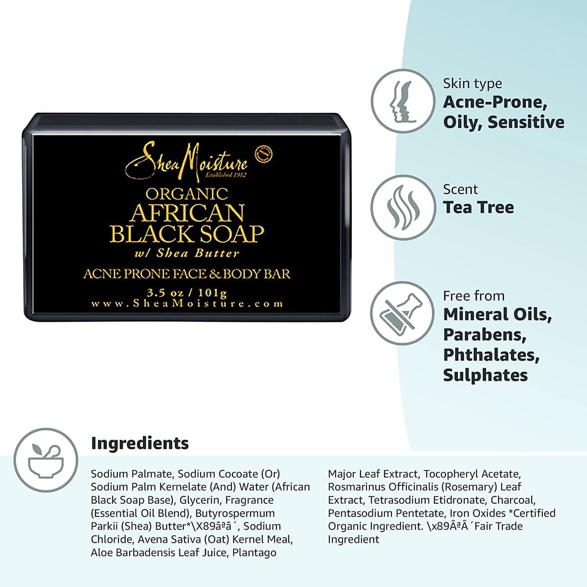 Real Ghana Black Soap Full Body Bar, 3.5 Oz - Authentic African Soapp