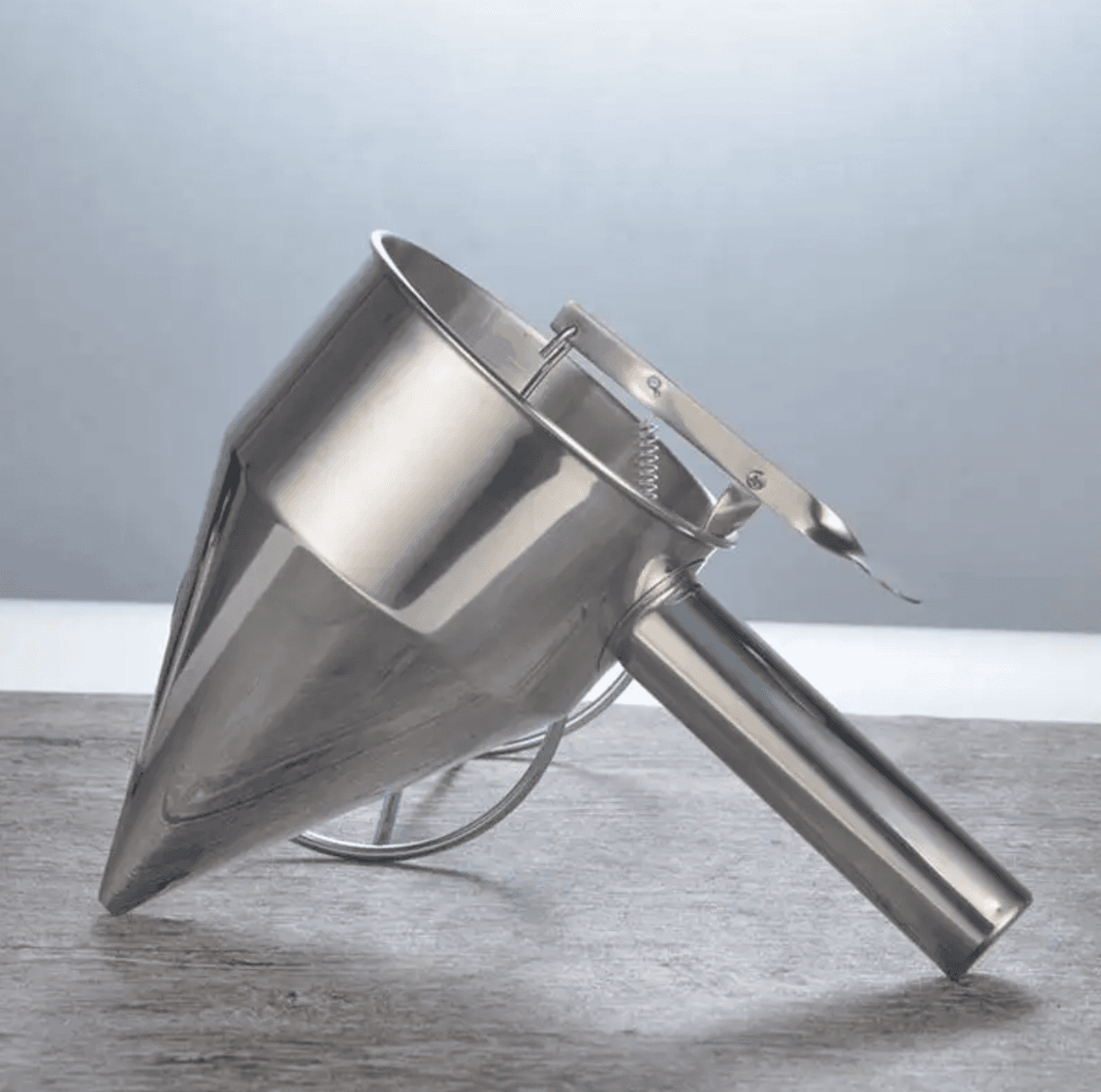 Stainless Steel Funnel with Stand – Pancake & Batter Dispenser with Rack for Baking & Pastry