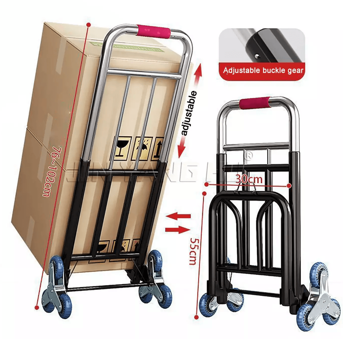 Trolley Light Duty 100kg Stair Climbing Hand Cart โ 6-Wheel Heavy-Duty Cargo Transport Trolley
