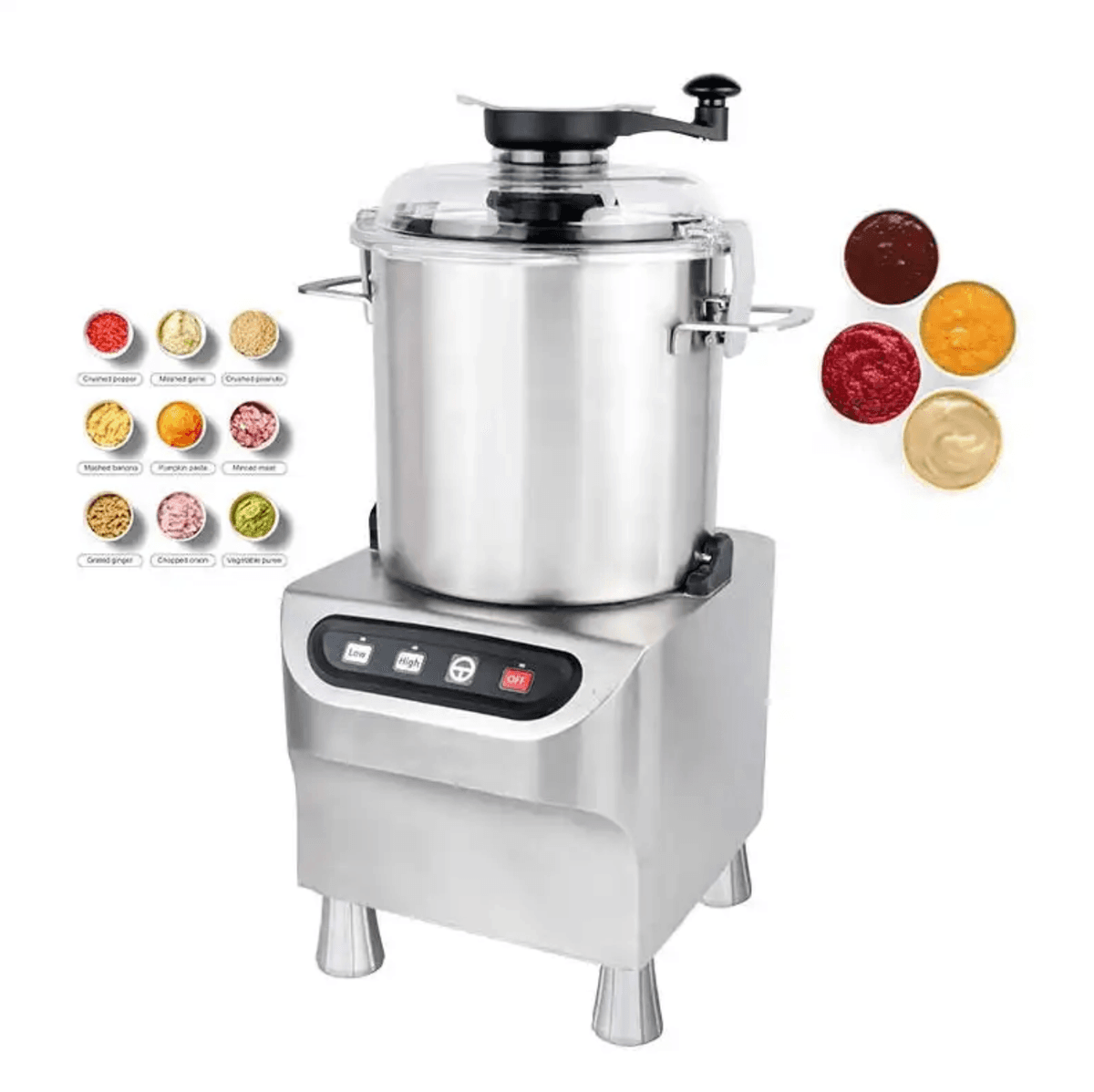 Commercial Electric Food Chopper Cutter Mixer โ 5L/8L/12L/18L | 1500W Stainless Steel Food Processor | High-Speed Vegetable, Meat & Garlic Masher