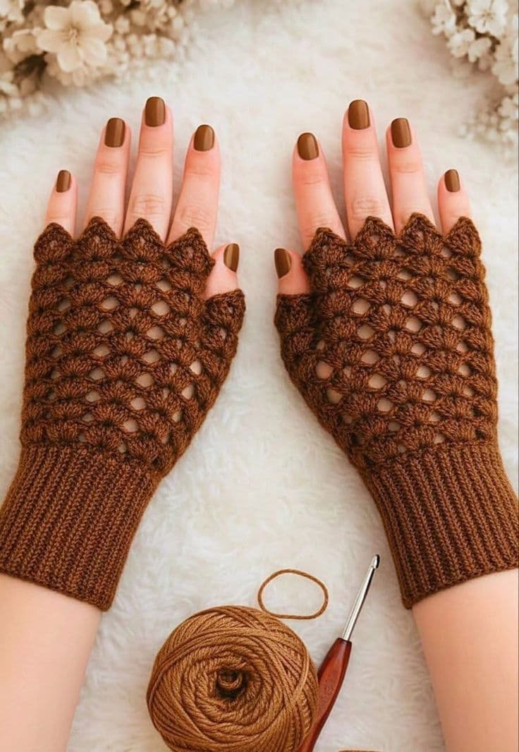 Handmade crochet gloves