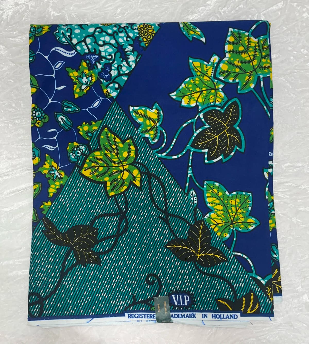 African Ankara Green & Blue Multi Environment 6 Yards VIP Fabric