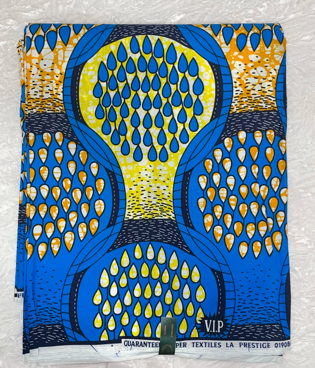 African Ankara Blue & Yellow Drop Style 6 Yards VIP Fabric