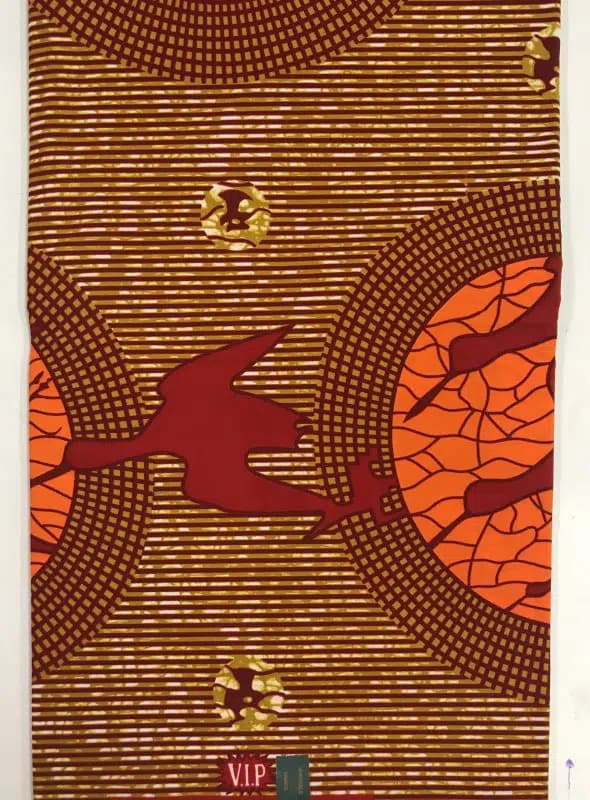 African Ankara Red, Orange & Brown 6 Yards VIP Fabric