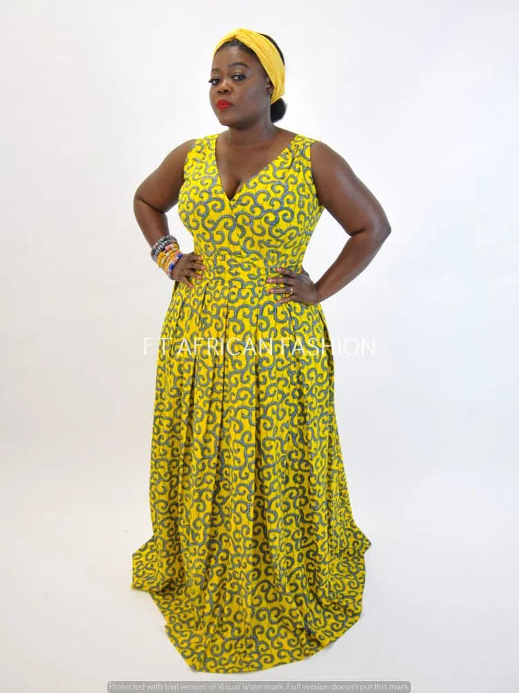 Yellow Ankara Print Maxi Dress