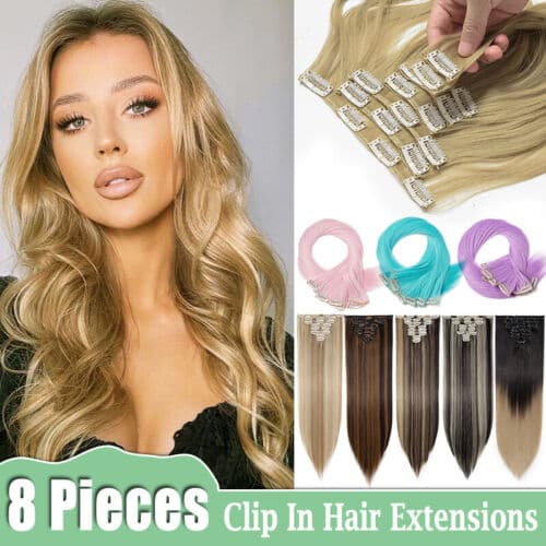Full Head 100% Real Natural As Human Thick Double Weft Clip In Hair Extensions