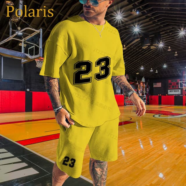 Men Basketball Jersey Men Tracksuit Set Short Sleeve T-Shirt Shorts 2 Piece Oversized Clothes Training Uniform Sports Suit