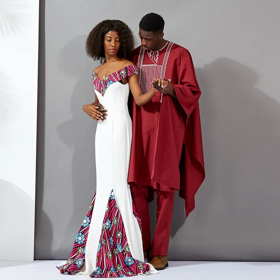 African Clothing Maxi bazin Dress Gown Elegant Long Mermaid Robe plus African Dresses For Women