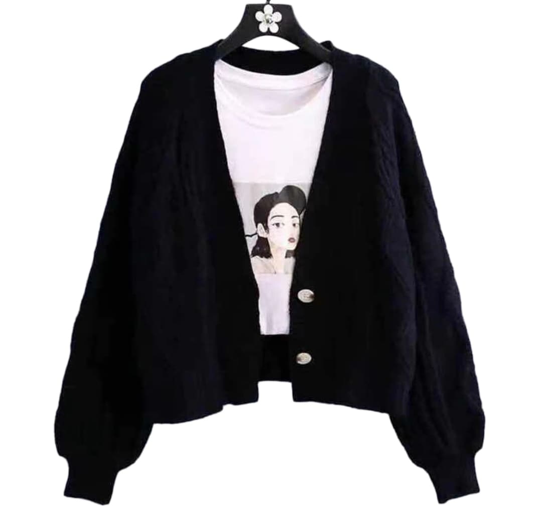 Knit cardigan sweater for women