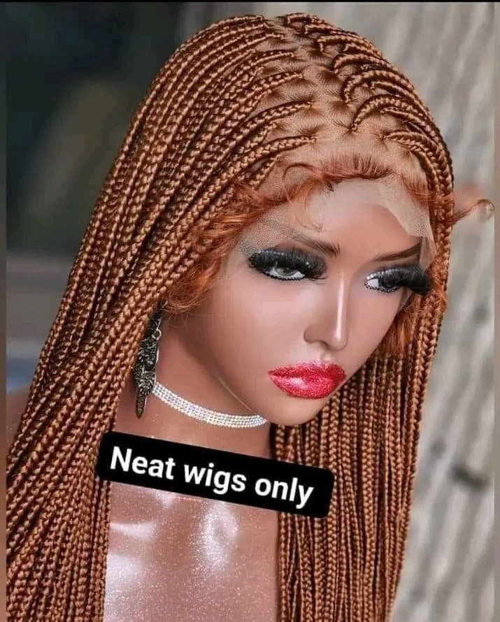 Brown Baby Hair Single Picking Braided Wig For Ladies