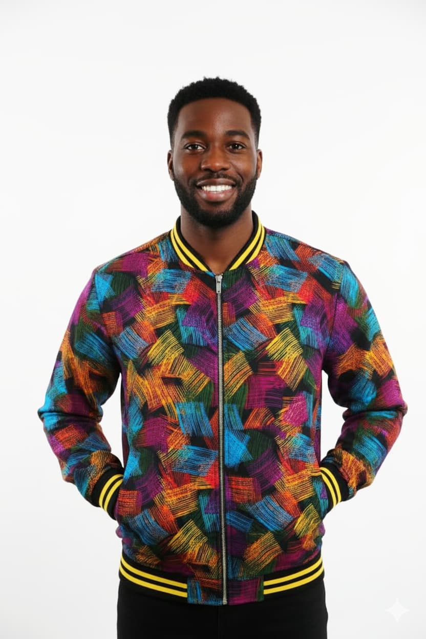 Bomber Jacket - Unisex Print Bomber Jacket โ Multicolour Zip-Up & Well-Lined