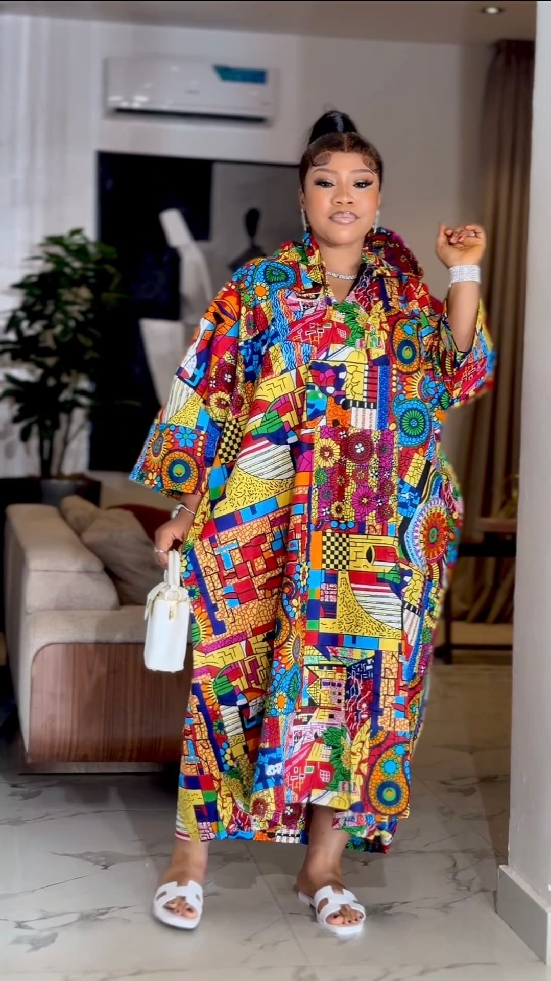 Luxury African Print Kaftan Dress for Women | Colourful Ankara Maxi Dress โ UK