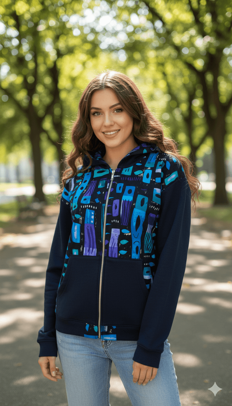 Trendy Unisex Zip-Up Hoodie β Stylish Patterned Streetwear for Men & Women | Casual Fashion UK