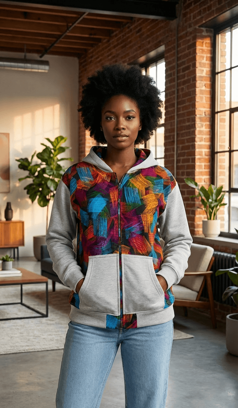 Trendy Unisex Zip-Up Hoodie β Stylish Patterned Streetwear Jacket for Men & Women | Casual Fashion UK
