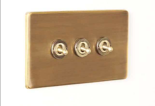 Three Gang 2 way Florence toggle switching brass