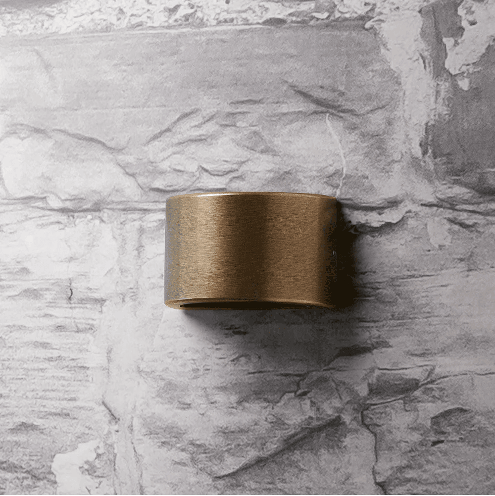 Fowey IP65 Curved Down Light in Aged Brass