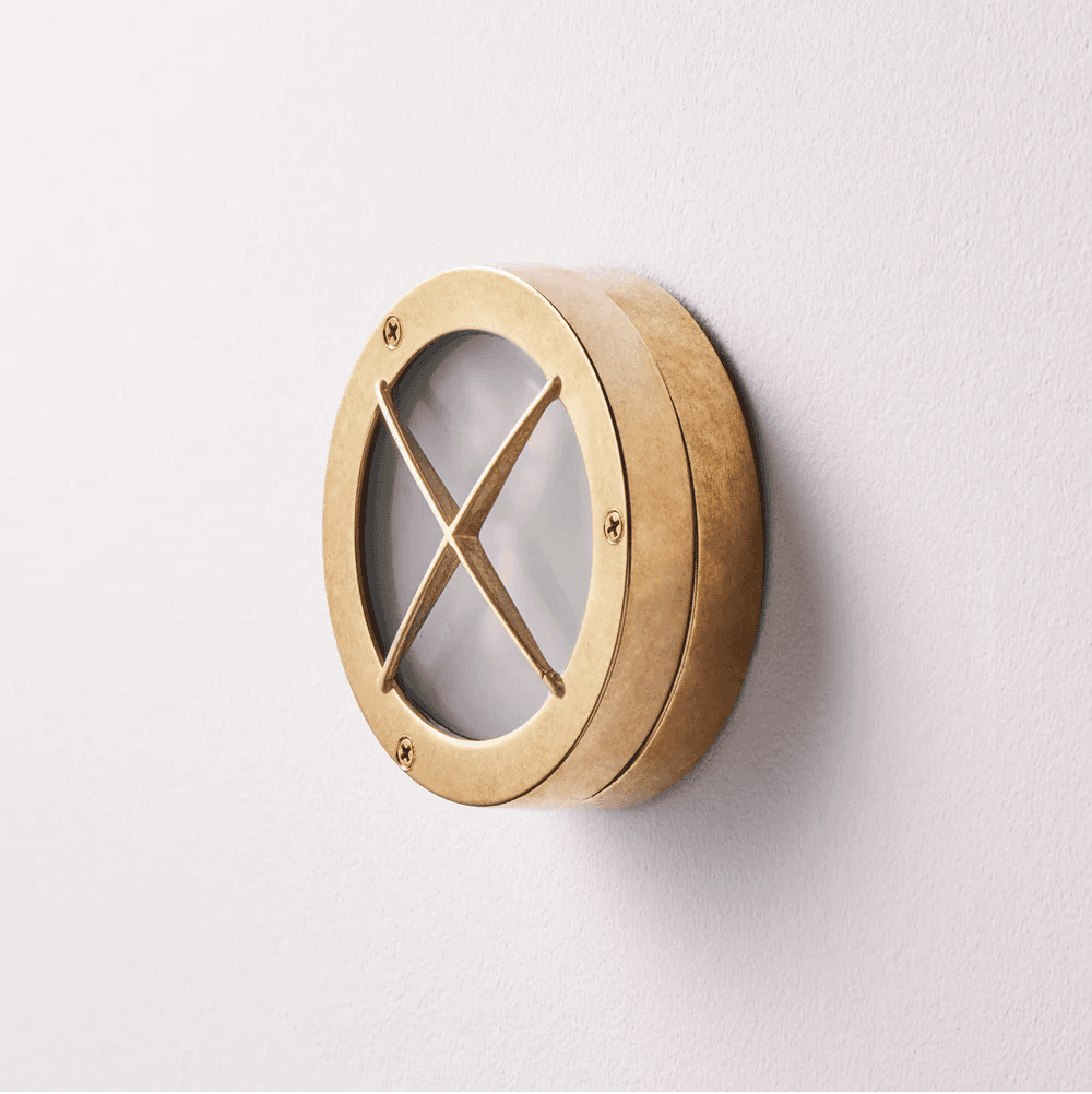 Runswick IP54 Bulkhead in Natural Unlacquered Brass