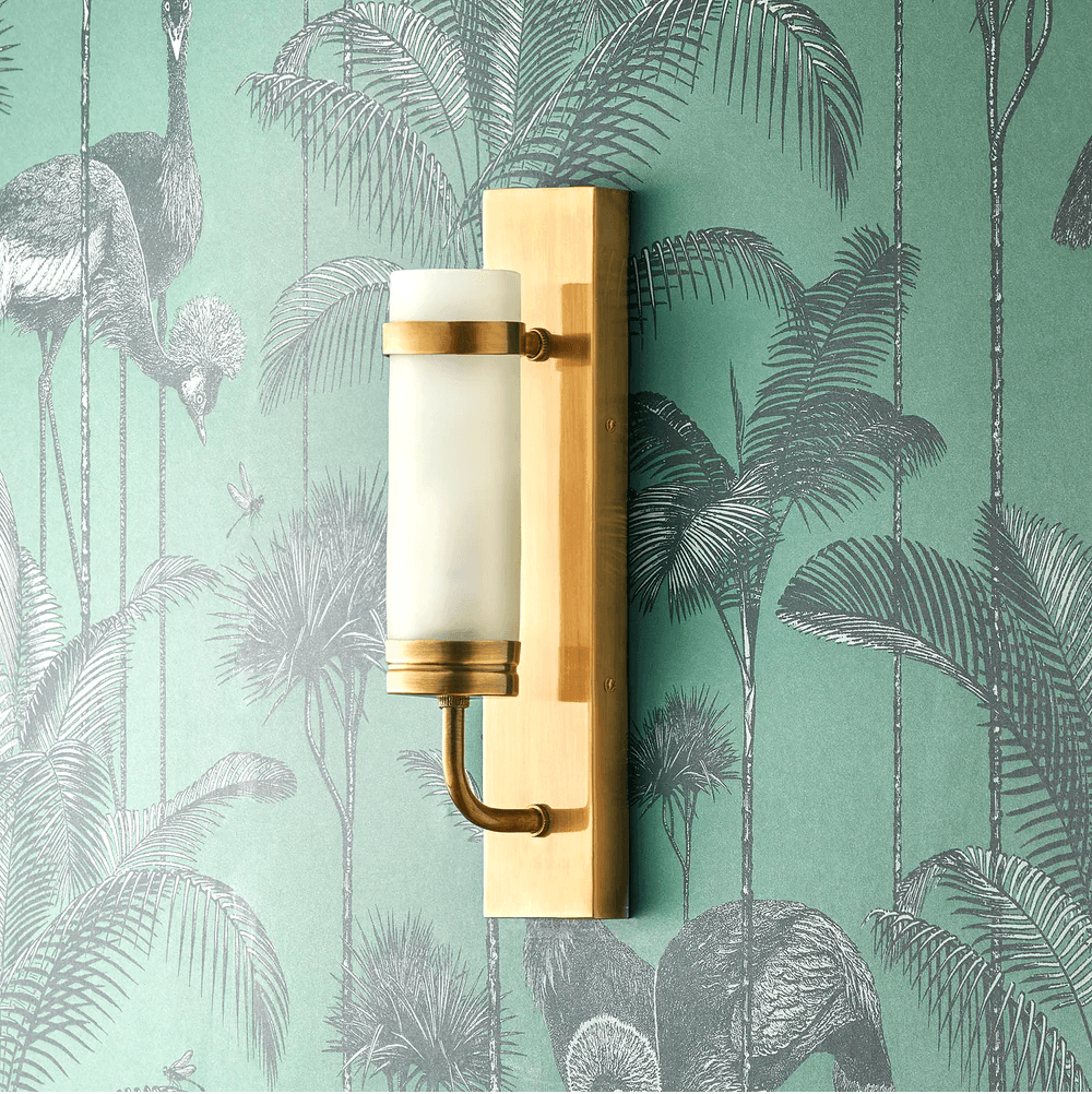 Jim IP44 Wall Light in Brass and Frosted Glass