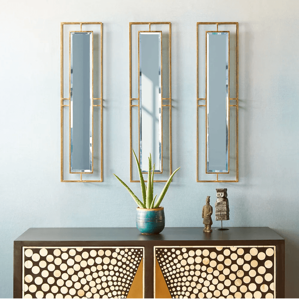 Rectangular Necklace Link Mirror in Antique Gold