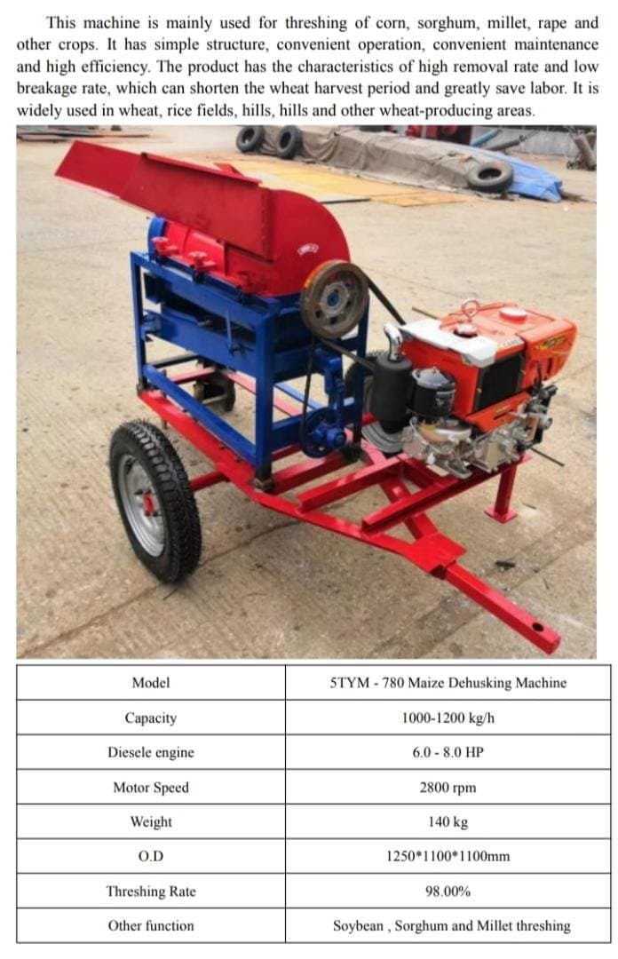 Multi Purpose Corn, Soyabeans, Beans,Rice and Millet Dehusker Machine