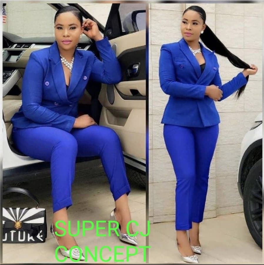 Ladies Clothing Office Wear Blue Women Top And Down