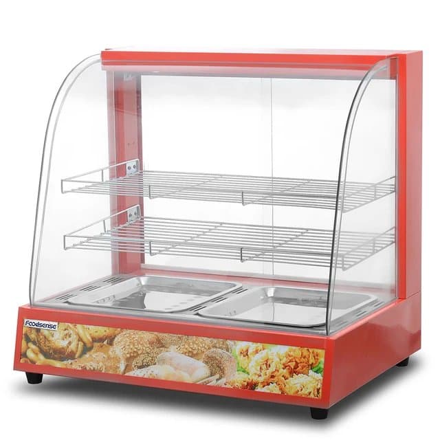 Glass Food Warmer Display Cabinet – 2-Tray Capacity, 800W | Stainless Steel & Glass Showcase
