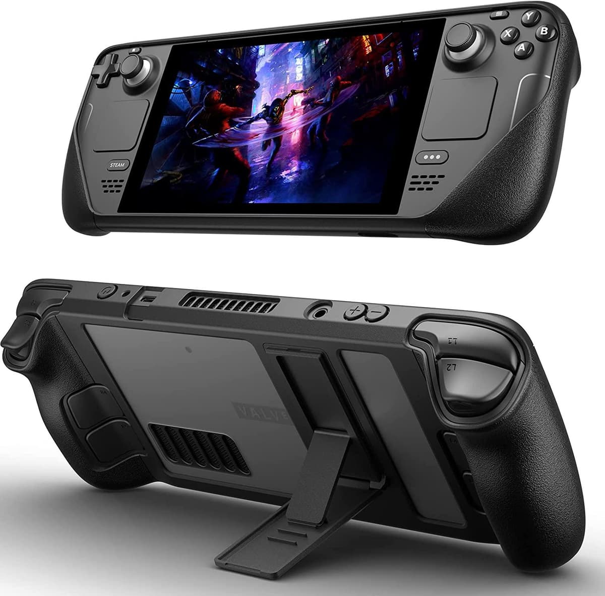 JSAUX Kickstand Case for Steam Deck, PC0105 Upgrade the Adjustable Angle Stand Steam Deck Cover TPU Protective Case Compatible with Valve Steam Deck Shock-Absorption, Non-Slip and Anti-Scratch Design