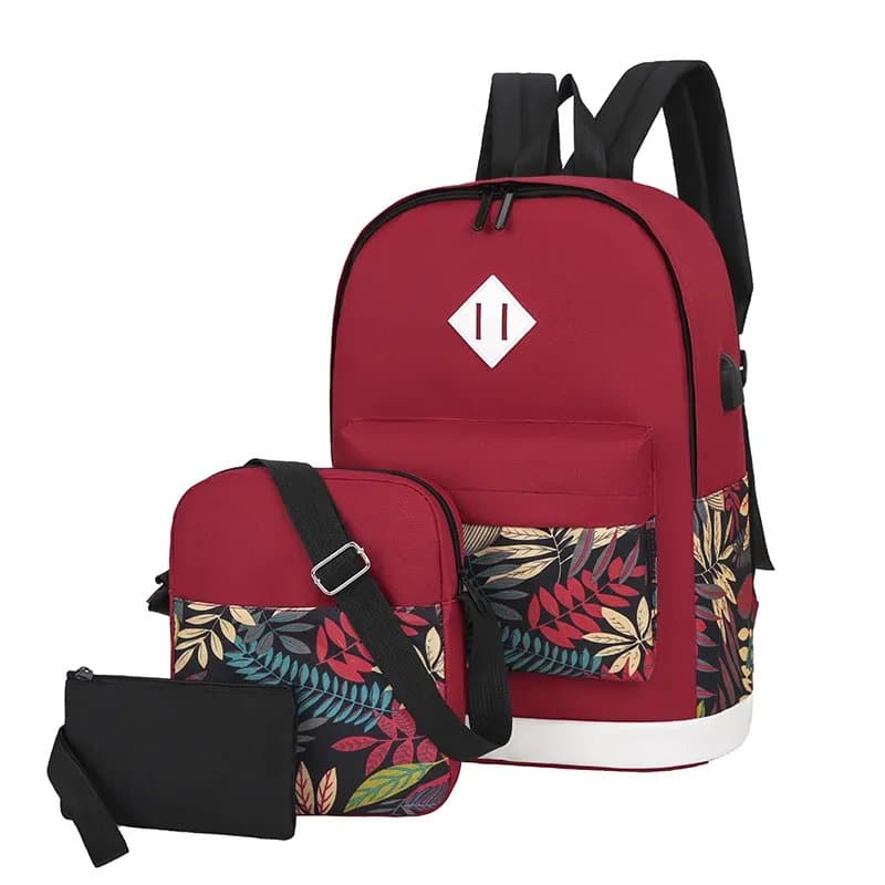Laptop bag 3 piece Cross body bag combination student computer backpack set