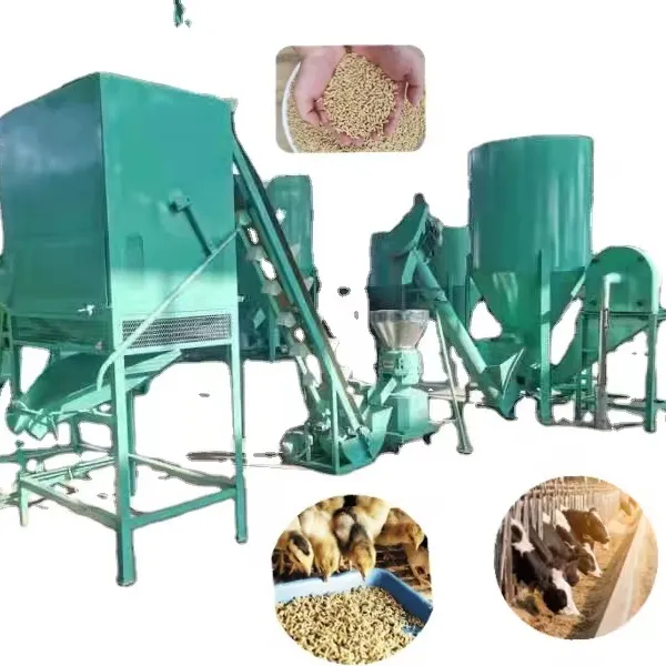 Best quality! 1 ton per hour poultry chicken feed making pellet production line/ 1000kg/h granulated complete line