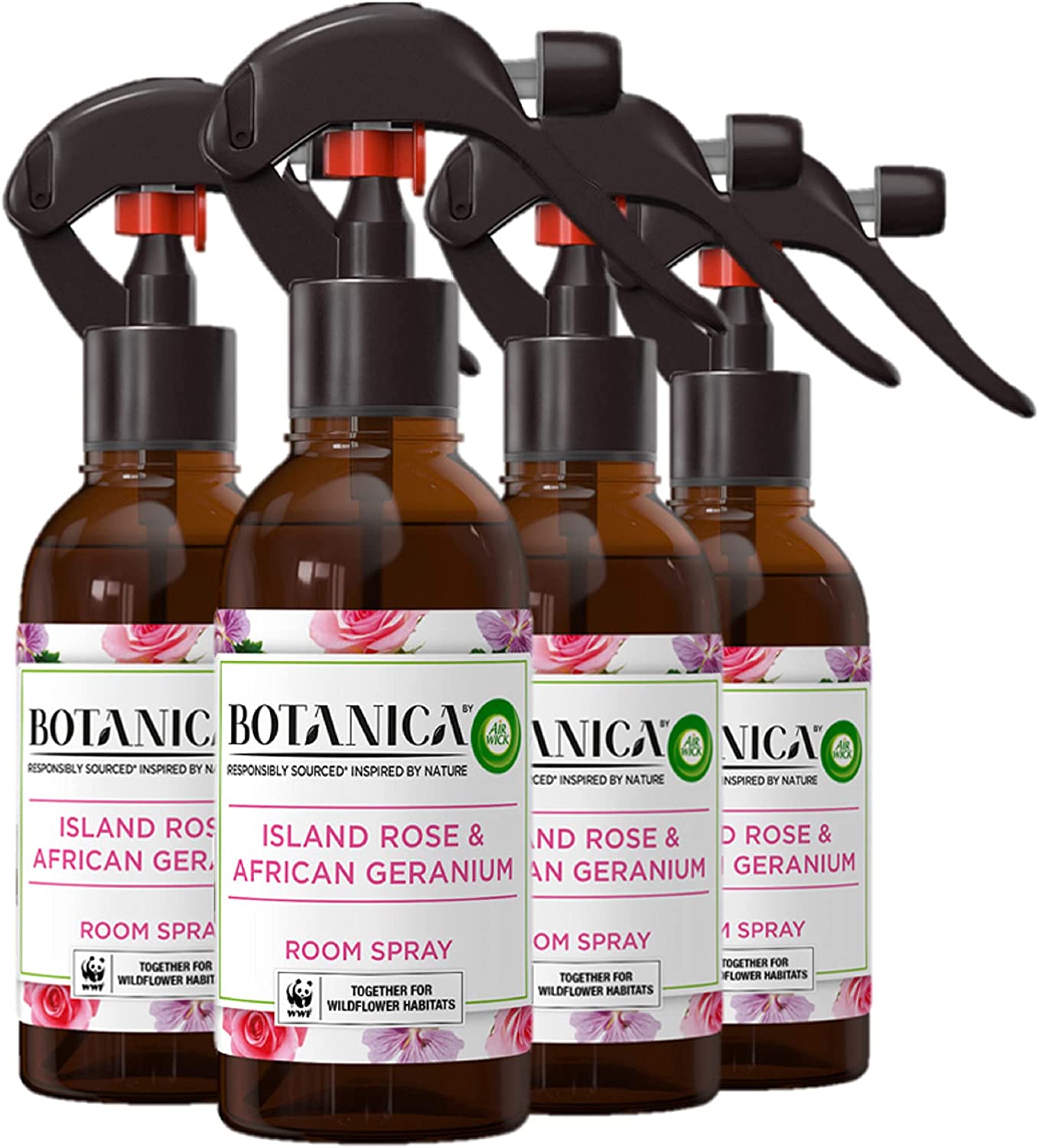 Botanica Air Wick Air Freshener Room Spray Island Rose & African Geraneum, Pack Of 4    