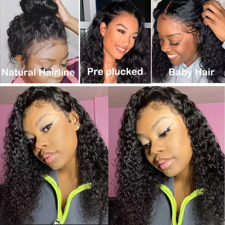 Hair - real unprocessed virgin brazilian,hd transparent lace curly wig 