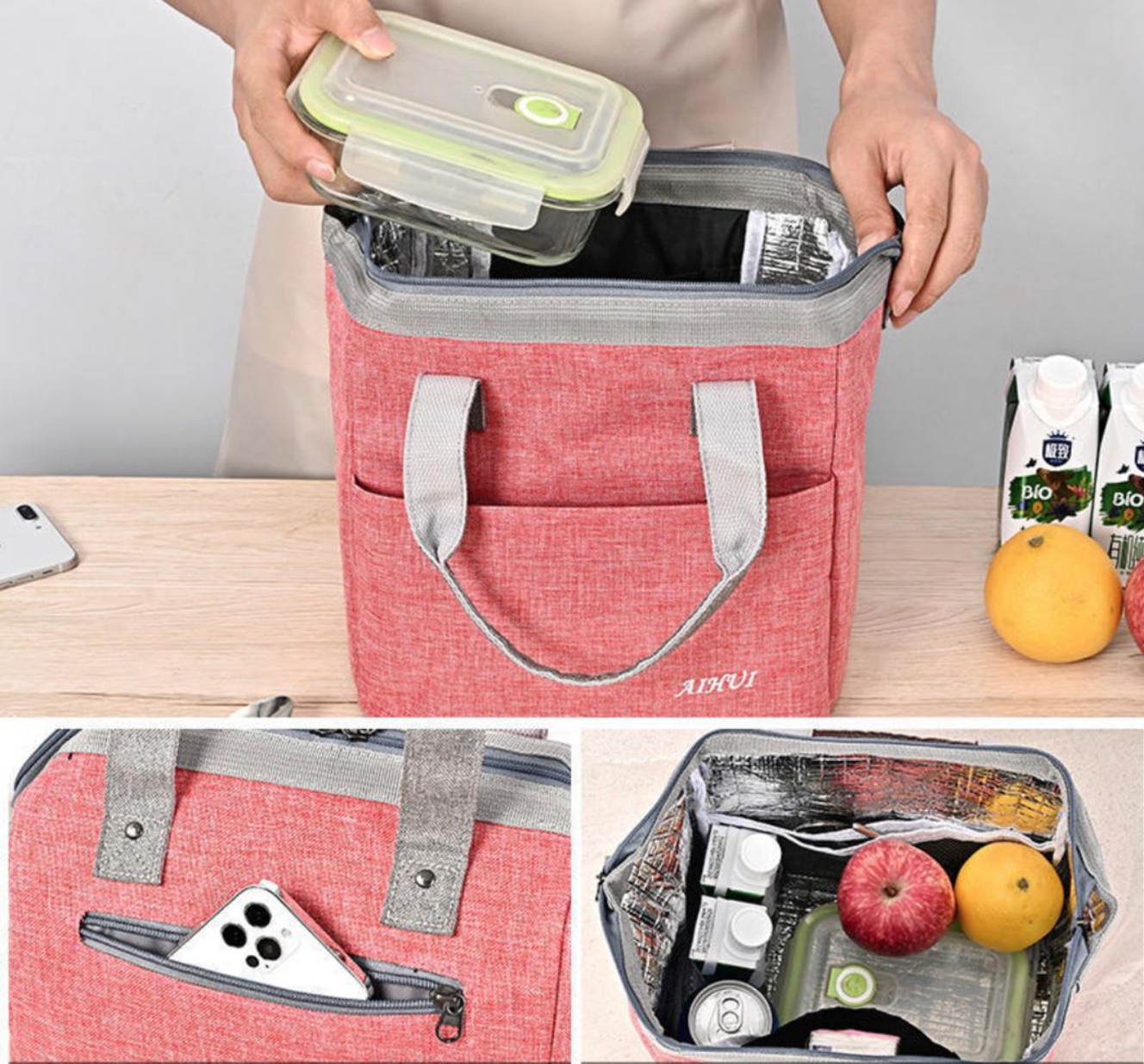 Lunch Cooler Bag Insulated Thermal Lunch Box For School Travel Picnic