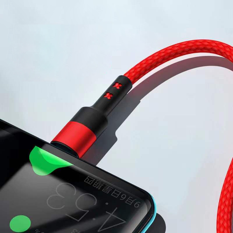 2m Length Nylon Braided Usb C Charging Cable   Red