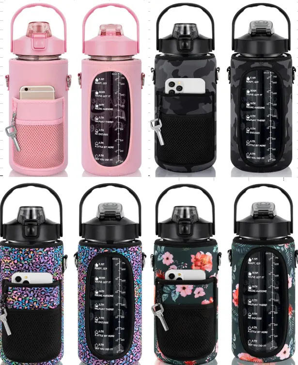Water Bottle Rubber Vacuum Bling Stainless Steel  With Sleeve And Strap Phone Holder 1 L, To 1.5 L. To 2 L
