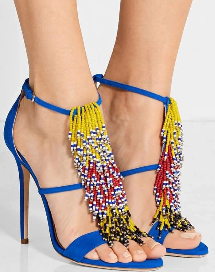 Ladies shoes open toe high heels  with beads african sandal for women 