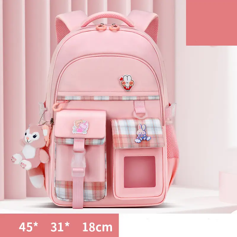 School Bags Large Capacity Double Shoulder Backpack Bag Pink