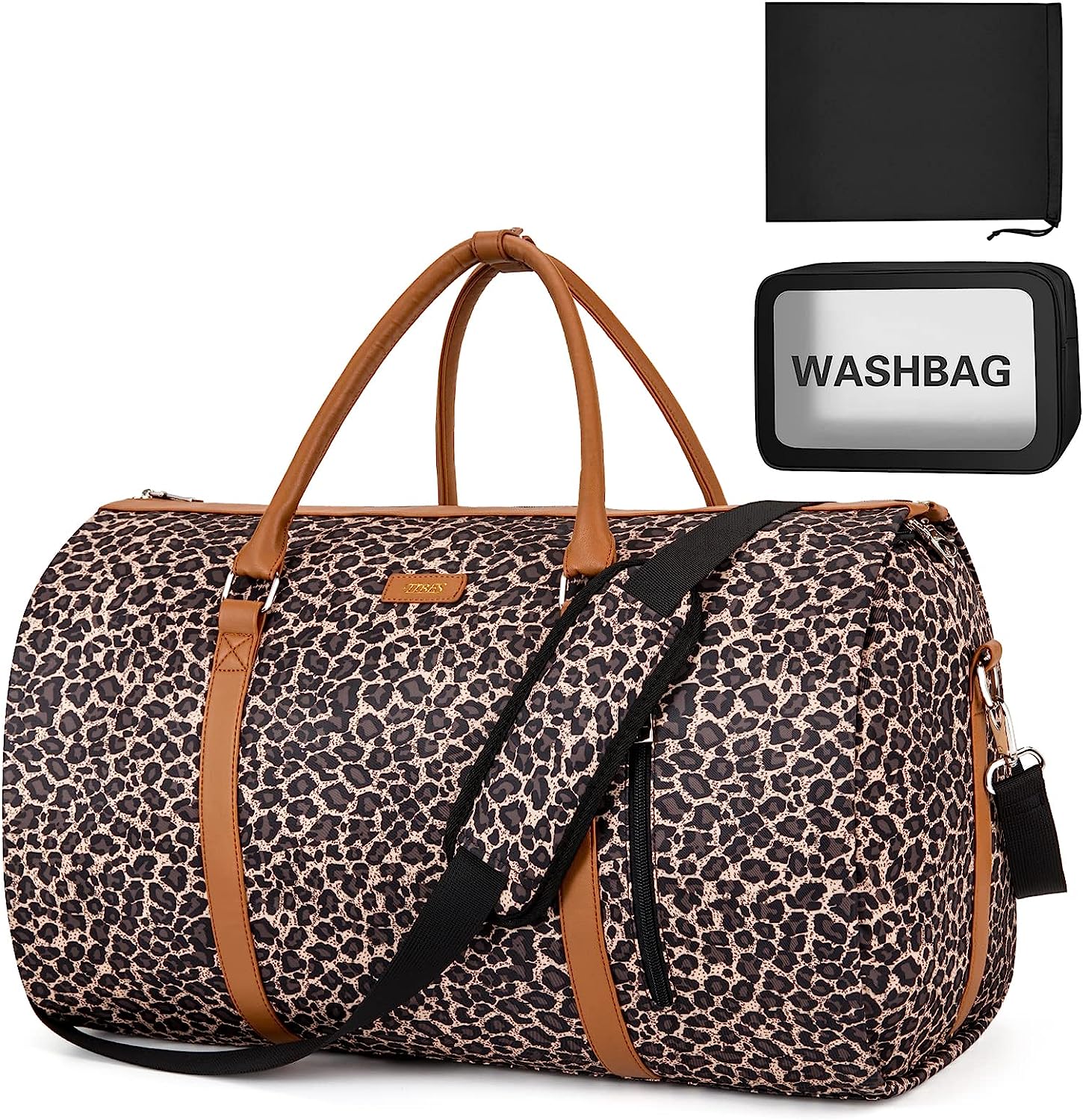Garment Bag For Travel Convertible Carry On Garment Bag Large Travel Duffel Bags For Women 2 In 1 Hanging Suitcase Suit Travel Bags For Women & Men 3pcs Set, C Brown Leopard